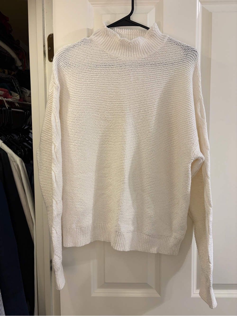 J. Crew Factory Cream Ribbed Mock Neck Sweater